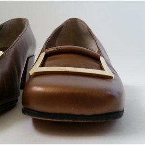 90s Ann Klein II Bronze Buckle Shoes: Vintage Italian Leather Pumps