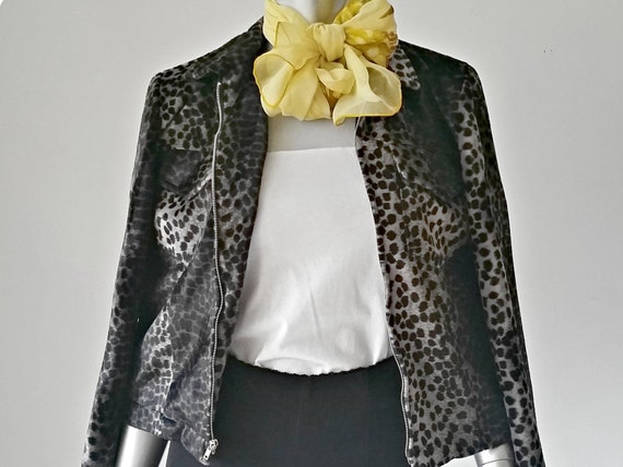 1990s Vintage Animal Print Zip Up Jacket, Leopard… - image 1