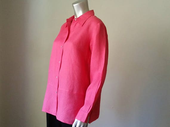 1990s Vintage Irish Linen Shirt, Button Up Blouse… - image 9