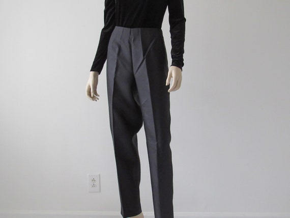 1990s Vintage High Waisted Black Silk Pants, Vinta
