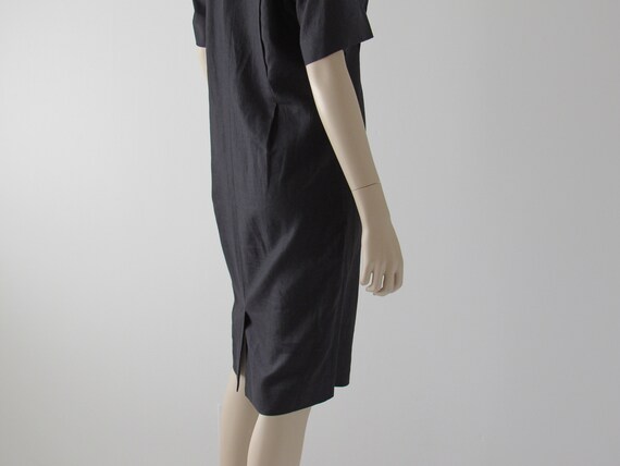 1980s Vintage Liz Claiborne Dress, Black Linen, P… - image 6