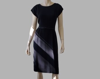 60s Vintage Little Black Dress: Crepe Cap Sleeve Cocktail Dress