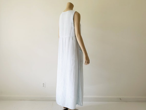 1990s Vintage Maxi Linen Dress Blue Long Sleevele… - image 6