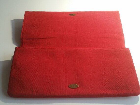 1970s Vintage Red Clutch Grossgrain Satin Lining … - image 6