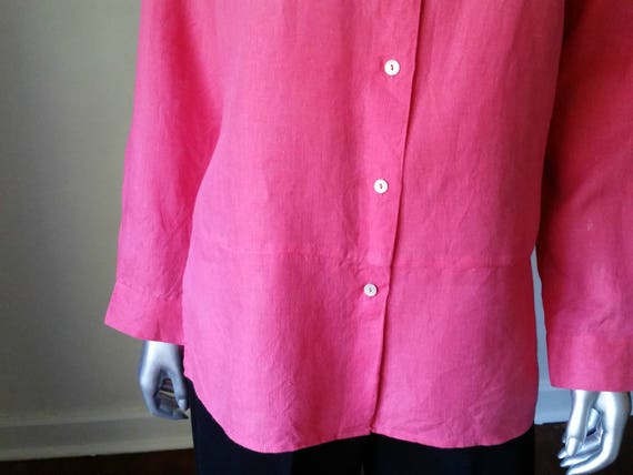 1990s Vintage Irish Linen Shirt, Button Up Blouse… - image 10
