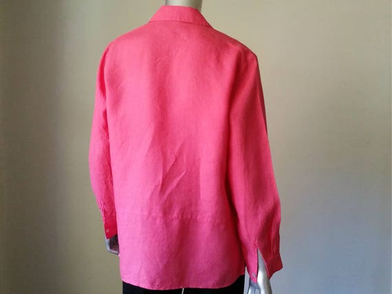 1990s Vintage Irish Linen Shirt, Button Up Blouse… - image 5