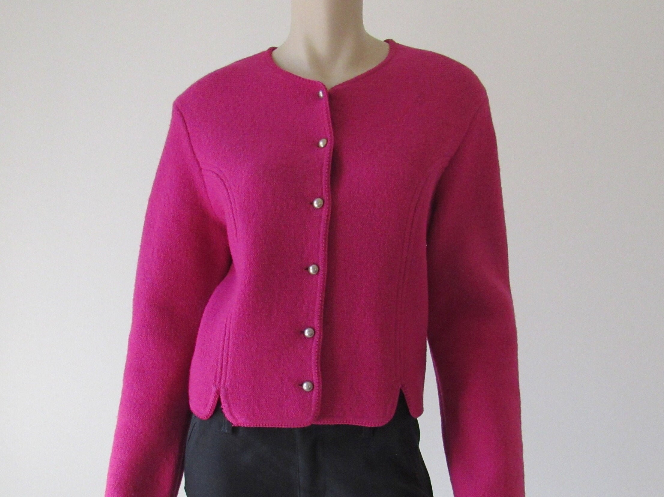 pink boiled wool jacket