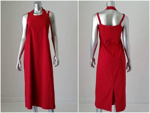 1990s Vintage Red Maternity Dress, European Vintag