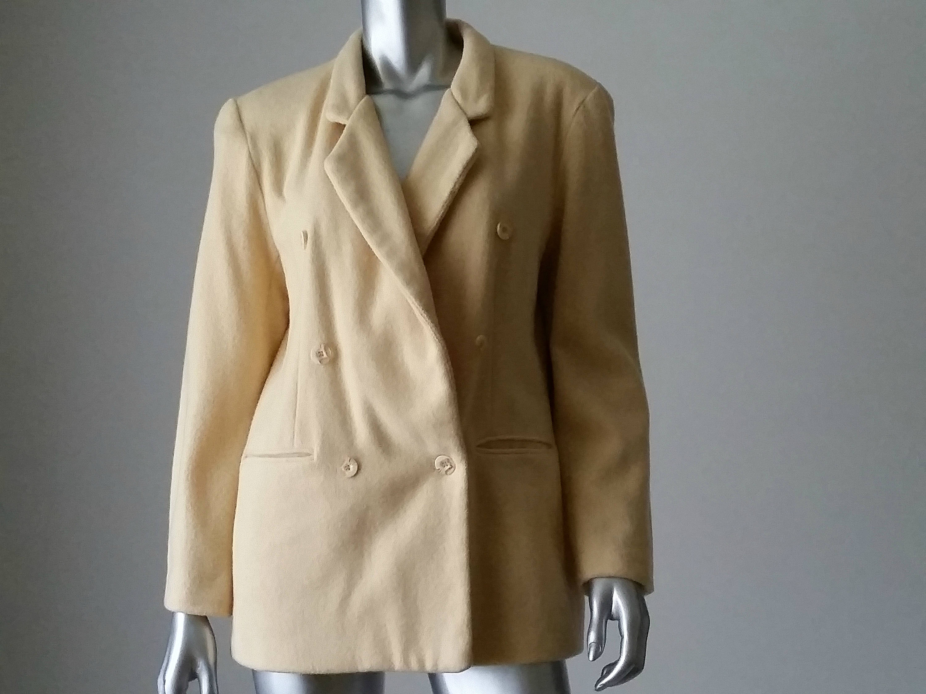 1980s Vintage Oversized Wool Blend Jacket. Double Breasted
