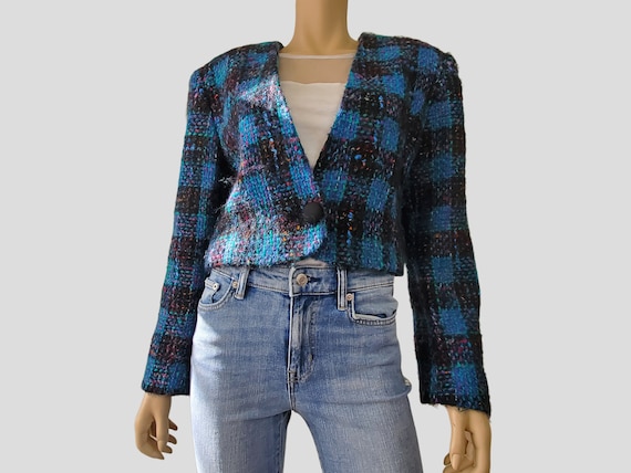 1980s Vintage Cropped Tweed Jacket, Ann Taylor, J… - image 1