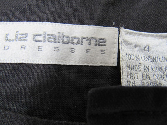 1980s Vintage Liz Claiborne Dress, Black Linen, P… - image 10