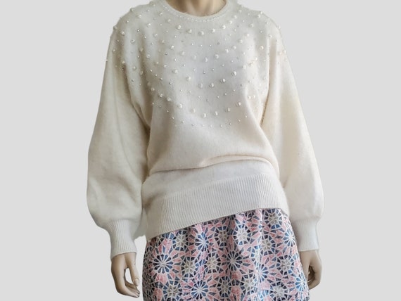 1980s/90s Vintage Angora Rabbit Blend Sweater, Fu… - image 4
