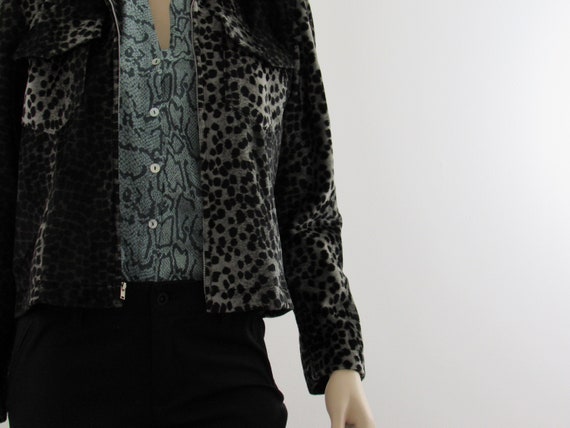 1990s Vintage Animal Print Zip Up Jacket, Leopard… - image 9