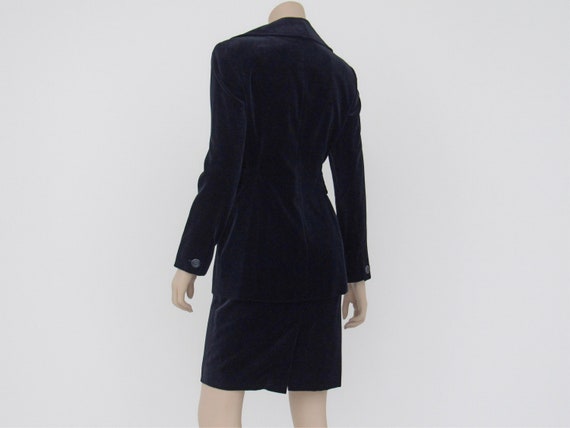 1990s Vintage Velvet Suit, Mod, 90s does 60s, Blu… - image 3