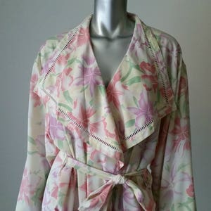 1980s Vintage Victoria Secret Robe, Pastel Floral Robe, Long Dressing Gown