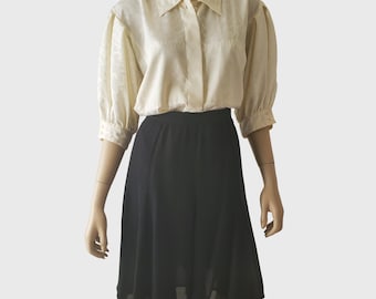 90s Anne Klein II Vintage Black Chiffon Silk Skirt