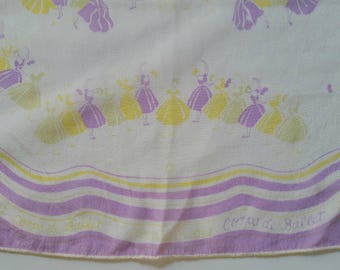 80s Vintage Silk Scarf: Pastel Ballerina Print, Hand-Rolled Edges