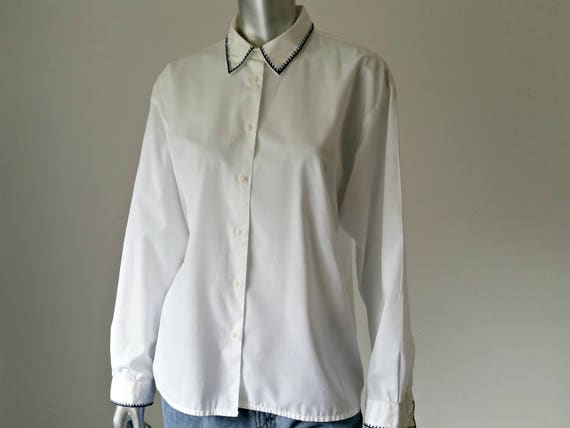 1990s Vintage Oversized White Button Up Shirt, Cot