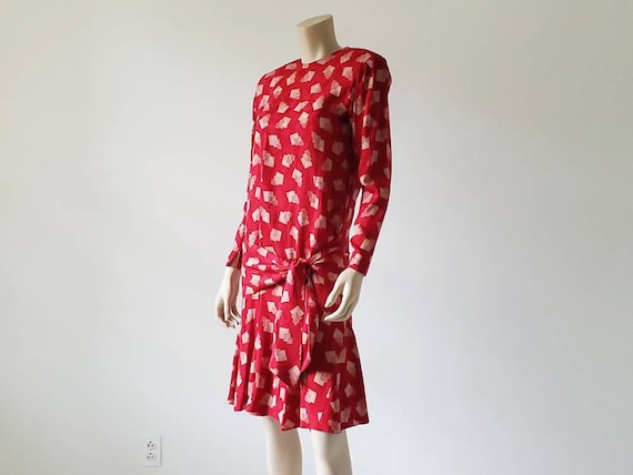 1980s Vintage Liz Claiborne Dress, Red Silk Dress… - image 6