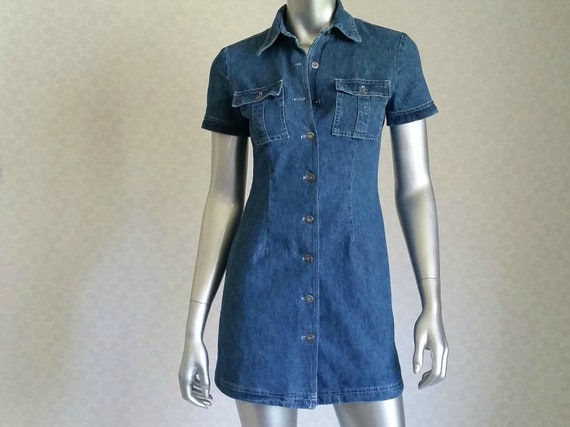 denim dress with button front