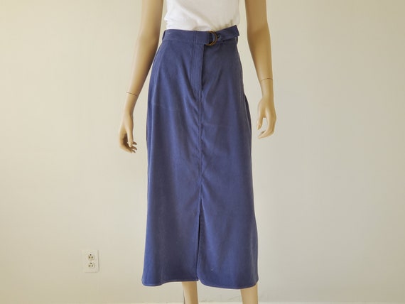 1990s Vintage Blue A Line Maxi Skirt