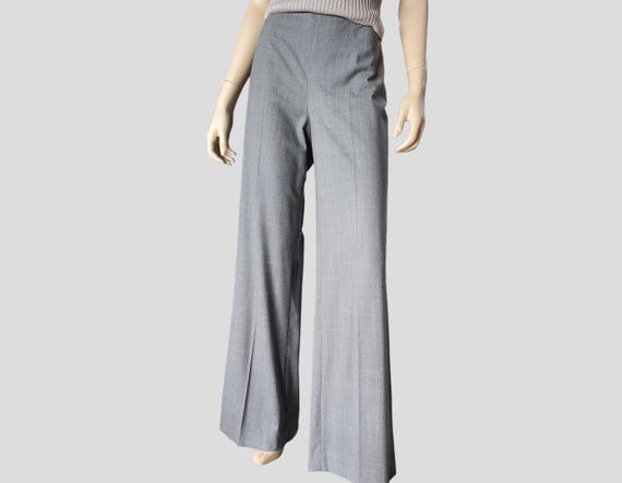 Ralph Lauren Black Label, Vintage Ralph Lauren Black Label Wool Trousers, Gray Wide Leg Pants (Size 8)
