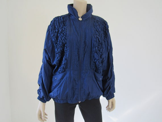 1990s Vintage Oversized Blue Windbeaker, Vintage S