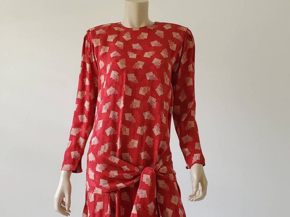 1980s Vintage Liz Claiborne Dress, Red Silk Dress… - image 9