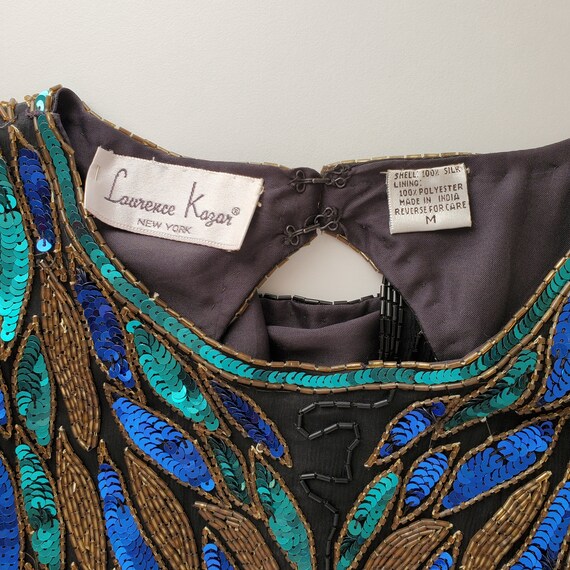 1980s Vintage Sequined Dress, Beaded Silk Dress, … - image 9