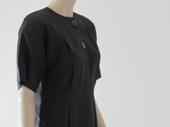 1980s Vintage Liz Claiborne Dress, Black Linen, P… - image 8