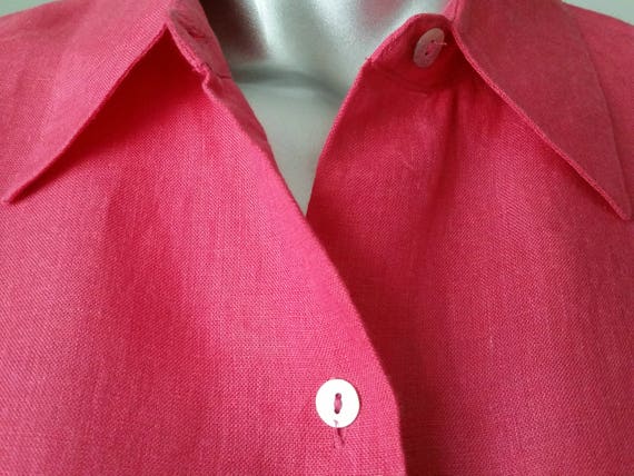 1990s Vintage Irish Linen Shirt, Button Up Blouse… - image 7
