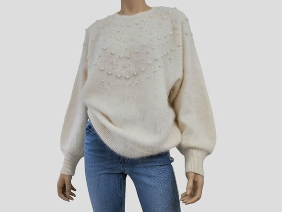 1980s/90s Vintage Angora Rabbit Blend Sweater, Fu… - image 6