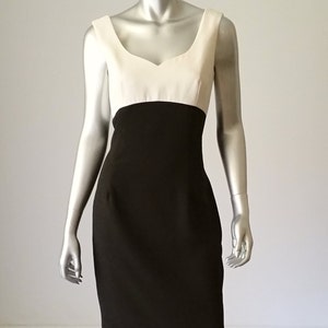 80s Vintage Black and White Sheath Dress: Sleeveless Cocktail Dress