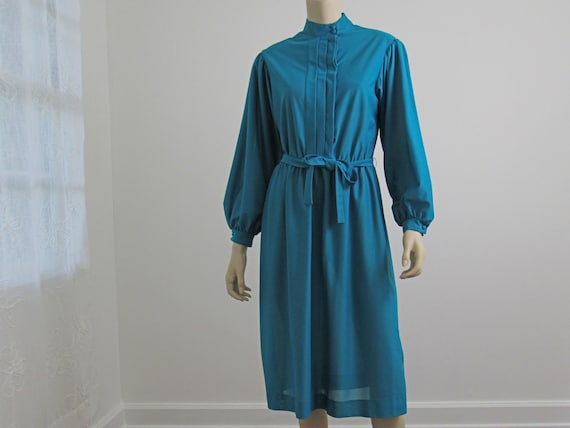 60s Emerald Green Shirt Dress: Vintage Bishop Sleeve Belted Dress - Etsy UK