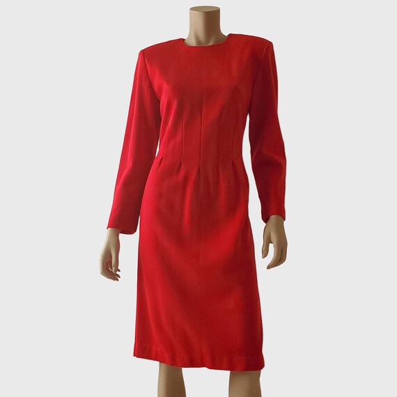 red jersey knit dress 80s Cocktail Dress: Shoulder Pads, Made in USA AUGUST