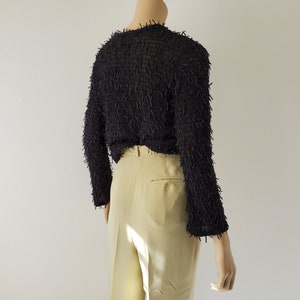 1990s Vintage Y2K Crop Top Long Sleeve, Ribbon Knit Metallic Top, Petite Clothing Made in USA image 5