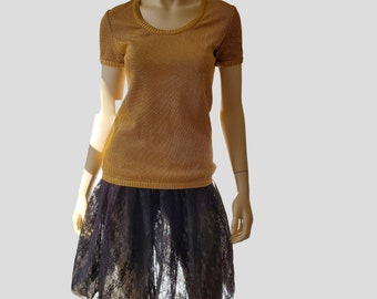 70s Gold Lurex Top: Vintage Disco Evening Sweater