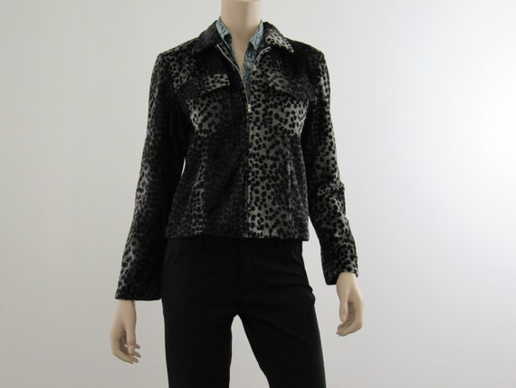 1990s Vintage Animal Print Zip Up Jacket, Leopard… - image 10