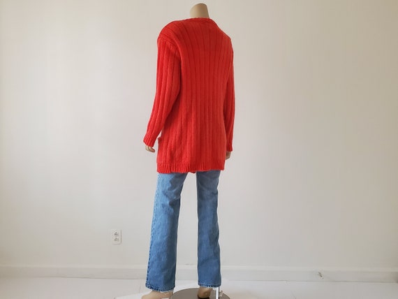 1980s Vintage Mohair Cardigan, Vermillon Red Card… - image 6