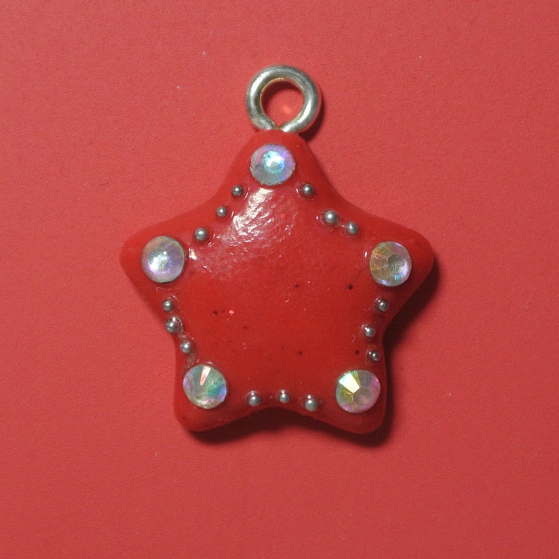 Red Decorative Star Jewellery EPGreen09 Necklace Planner Charm Polymer Clay