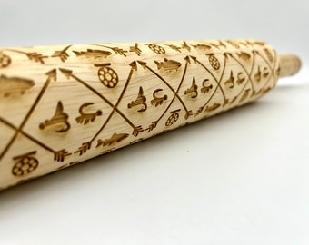 Rolling Pin: Fly Fishing | embossed cookies clay pottery décor baking crafts