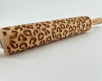Embossed Leopard Print Rolling Pin | Cookie & Pottery Decor