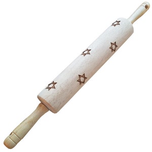 Unique Star of David Embossed Rolling Pin - Clay Pottery Decor for Baking