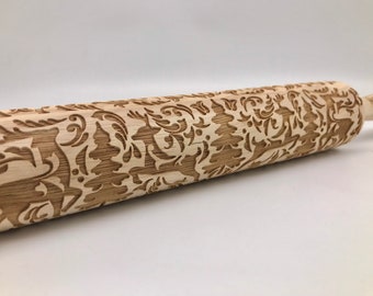 Rolling Pin- Prancing Deer | embossed cookies clay pottery décor baking gift