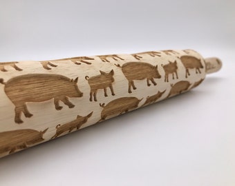 Rolling Pin: Pig | embossed cookies clay pottery décor baking gift