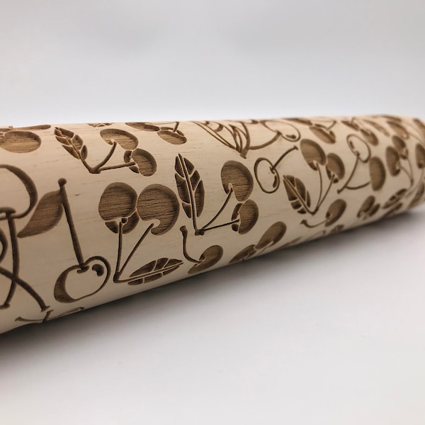 Rolling Pin: Cherries | embossed cookies clay pottery décor baking gift