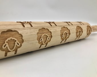 Rolling Pin: Sheep | embossed cookies clay pottery décor baking gift