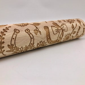 Rolling Pin: Horseshoes | embossed cookies clay pottery décor baking gift