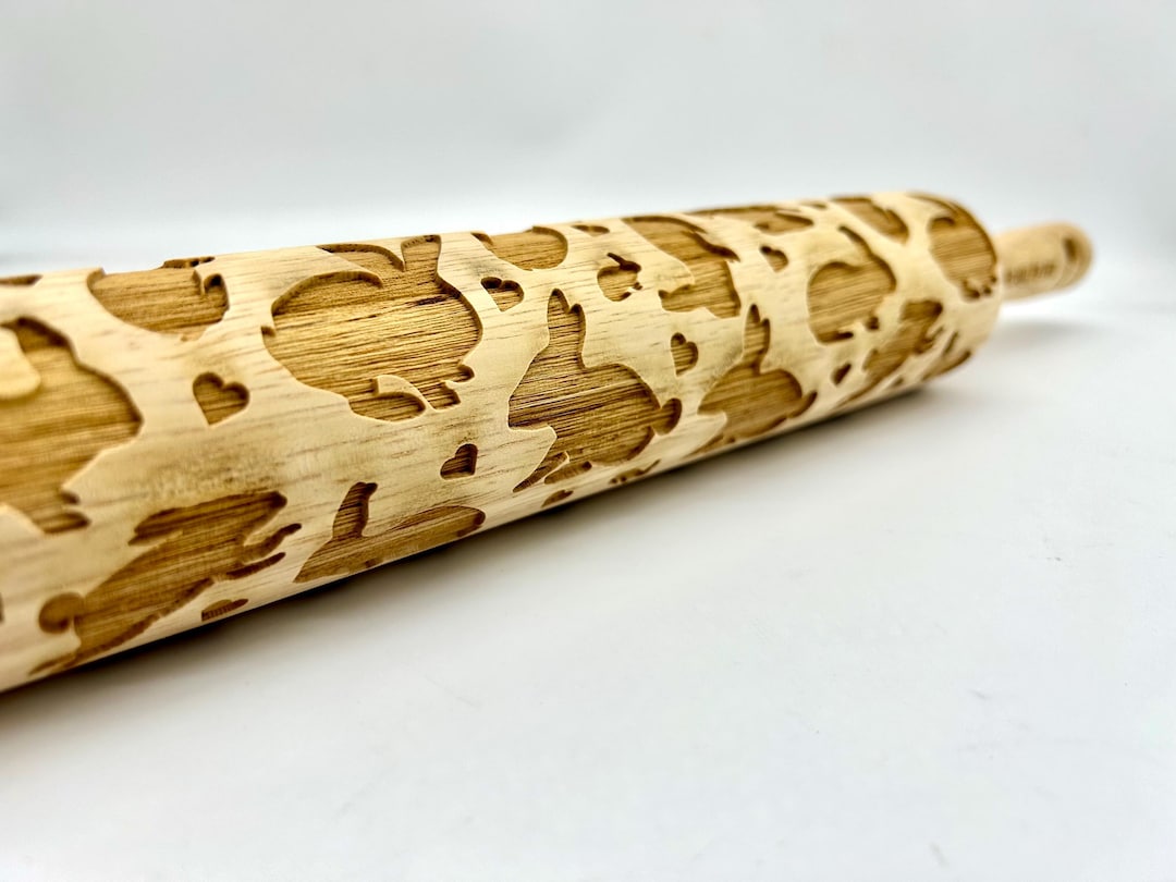 Adorable Rabbit and Heart Pattern Rolling Pin for Baking Pottery ...