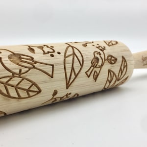 Rolling Pin: Lil Birdies | embossed cookies clay pottery décor baking gift